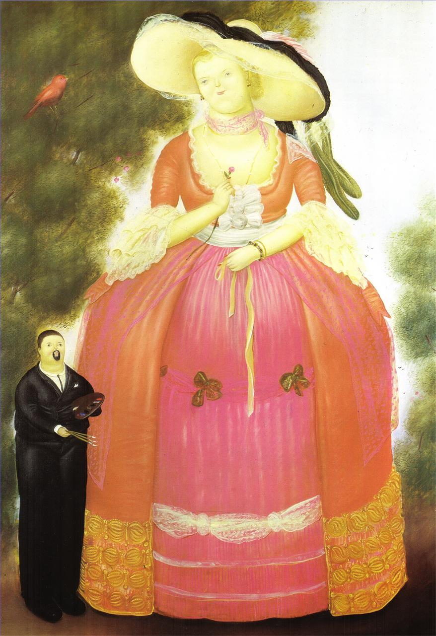 Autoportrait avec Madame Pompadour Fernando Botero Peintures à l'huile